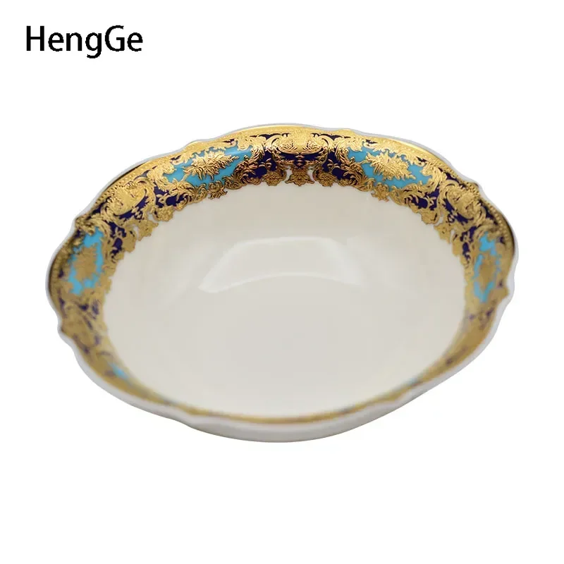 Light Luxury Ceramic Plate High End Golden Pattern Relief Western Style Steak Dining Plates Restaurant Tableware Soup Plate image 6