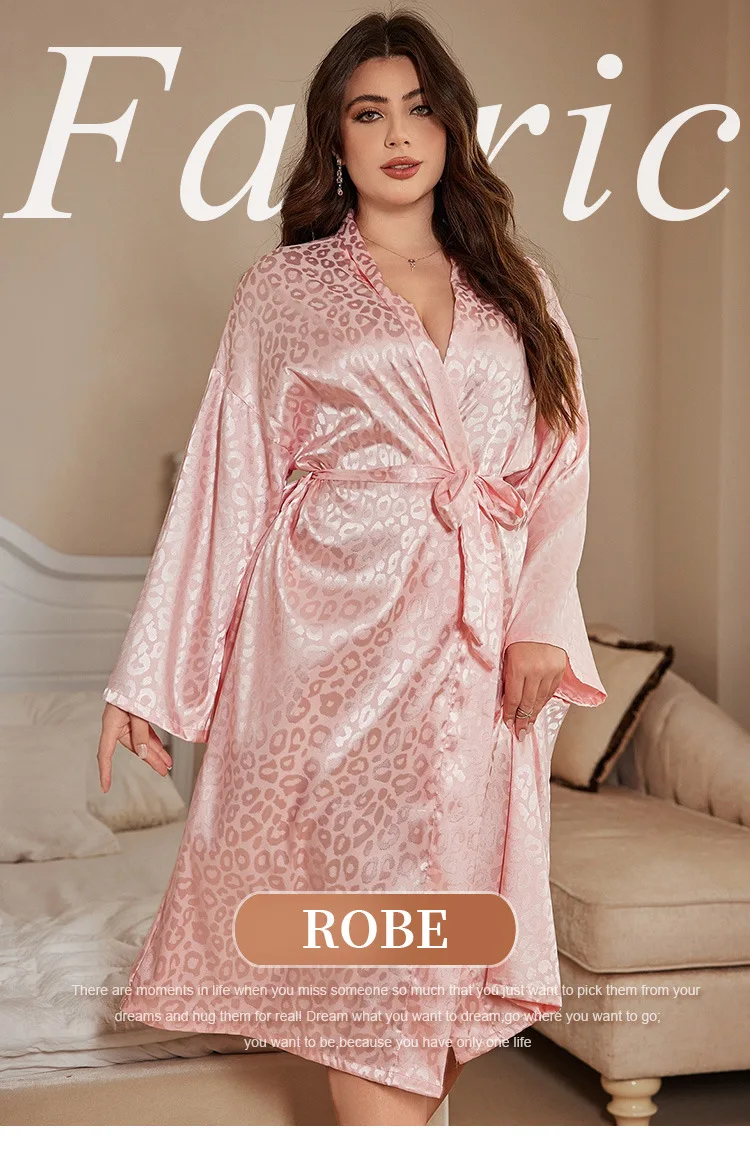 Plus Size Robe Pajama Women Sleepwear Nightgown Sexy Faux Silk Robes Summer Casual Thin Loungewear Simple Bathrobes Pijama