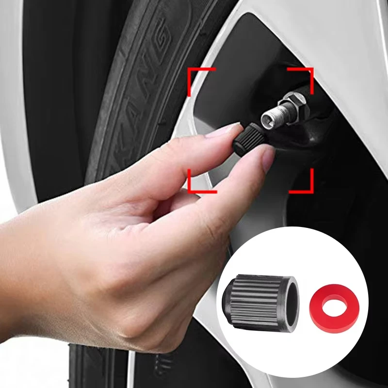 Tire Stem Valve Caps with O Rubber Ring Plastic Tire Valve Dust Caps Wheel Tyre Stem Cover Air Cap Car Motorcycle Bike Universal
