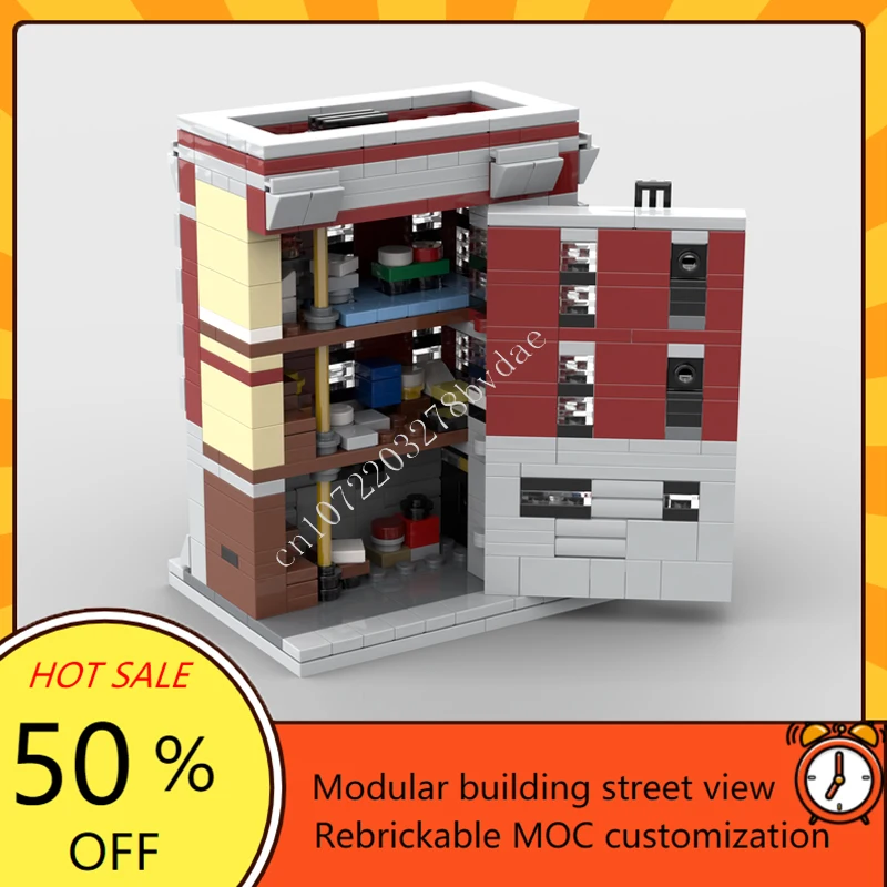 646PCS Mini Apparition Busters Firehouse Modulare MOC Creativo vista stradale Modello Building Blocks Architettura Modello FAI DA TE Giocattoli Regalo