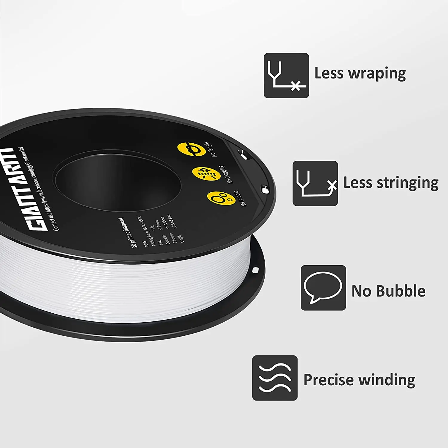 GIANTARM PETG Filament 1,75mm 1kg 2,2lbs ±0,03mm Verhedderungsfrei Verstopfungsfrei Hochglänzend Zäh Mehrfarbig 3D-Drucker Filament Vacu – Detail 3