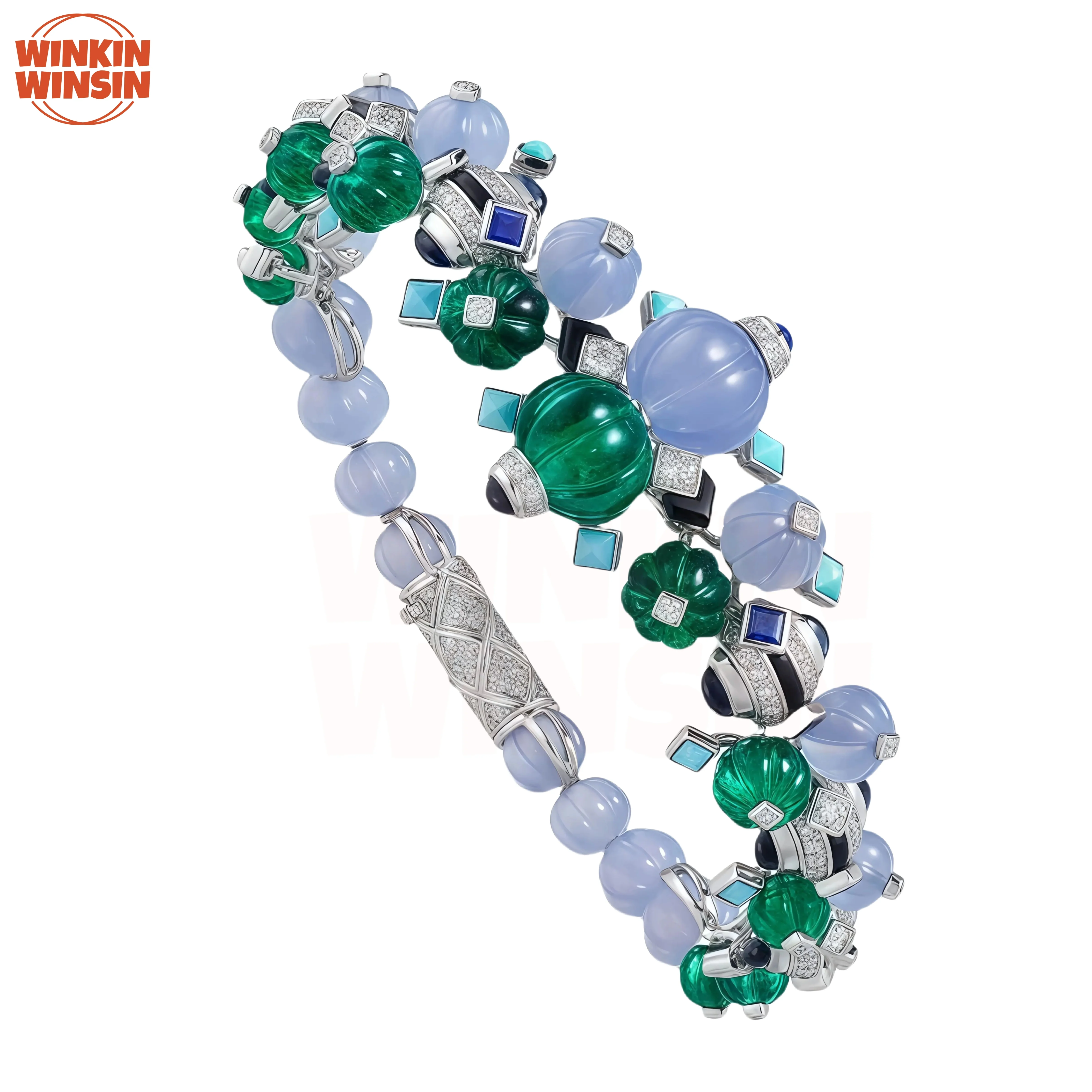 

Winkin Winsin Luxury Gemstones Tutti Frutti Bracelet Bangle s925 Real 925 Sterling Silver Jewelry Bracelets Bangles Jewellery
