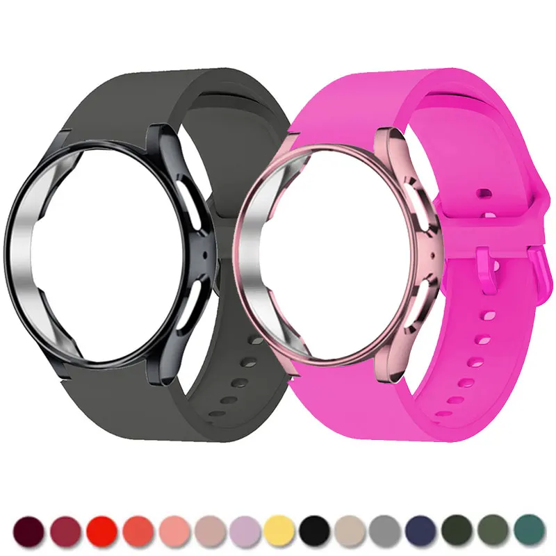 Case+Band For Samsung Watch 4/5 Strap 44mm 40mm Smartwatch Official Silicone Watchband Galaxy Watch 5 Pro 45mm 4 Classic 46 42mm