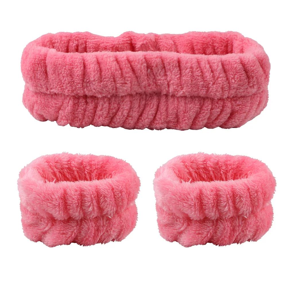 Samtweiches, elastisches Stirnband, Gesichtswasch- und Make-up-Stirnband, Haargummi, Gesichtswasch-Set, wasserdichtes Handgelenkschlaufe und Heanband-Set – Detail 6