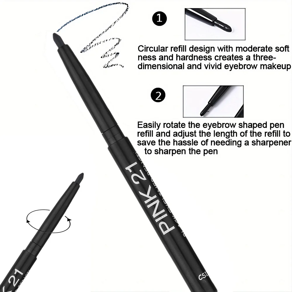 3Pcs 방수 얼룩 방지 블랙 아이라이너 펜슬 오래 지속되는 땀 방지 고발색 대담한 아이 메이크업 초보자를 위한