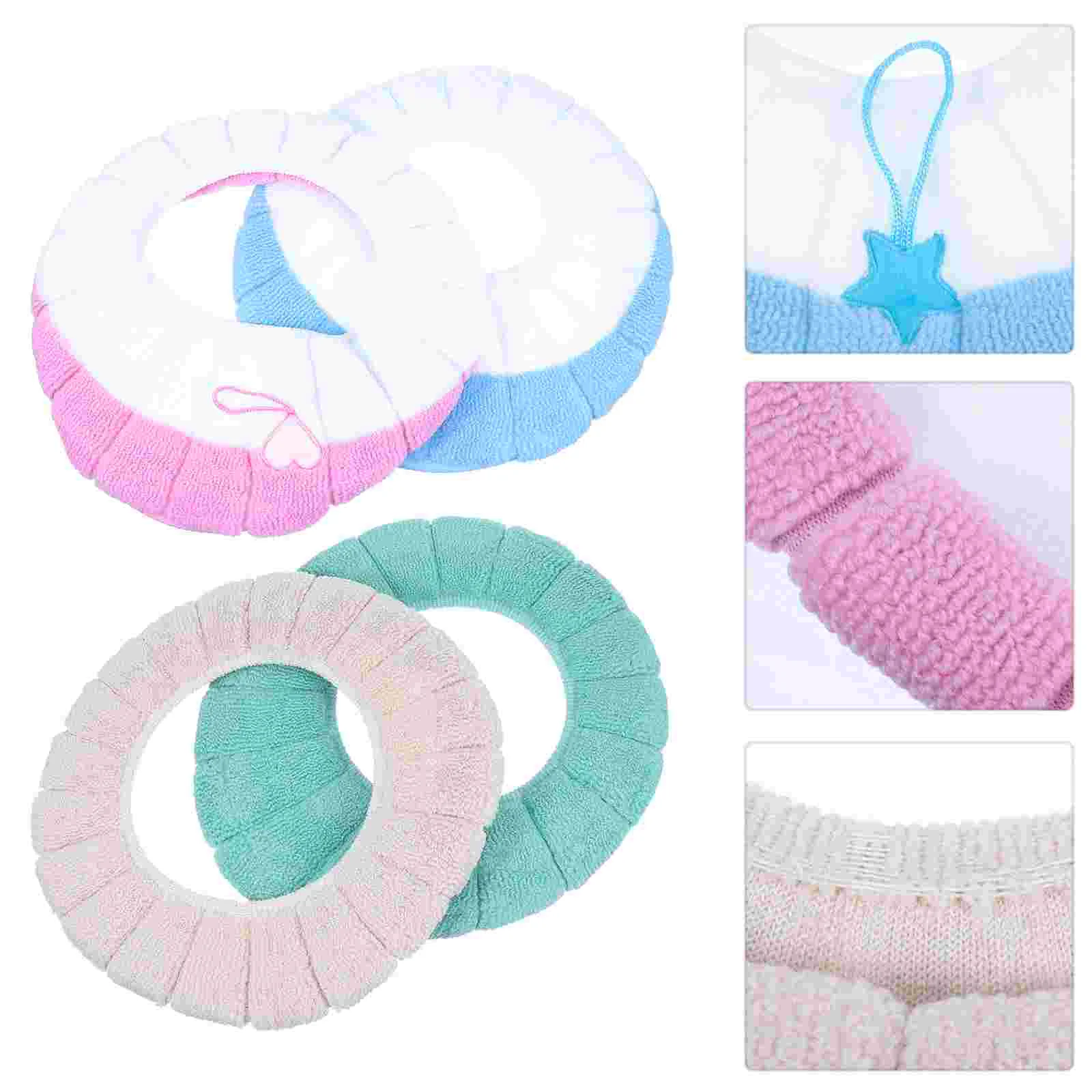 

4 PCS Plush Toilet Seat Sanitary Towels Cushion Covers Cushions Mats Pads Lid Acrylic Skin-friendly Warm Washers