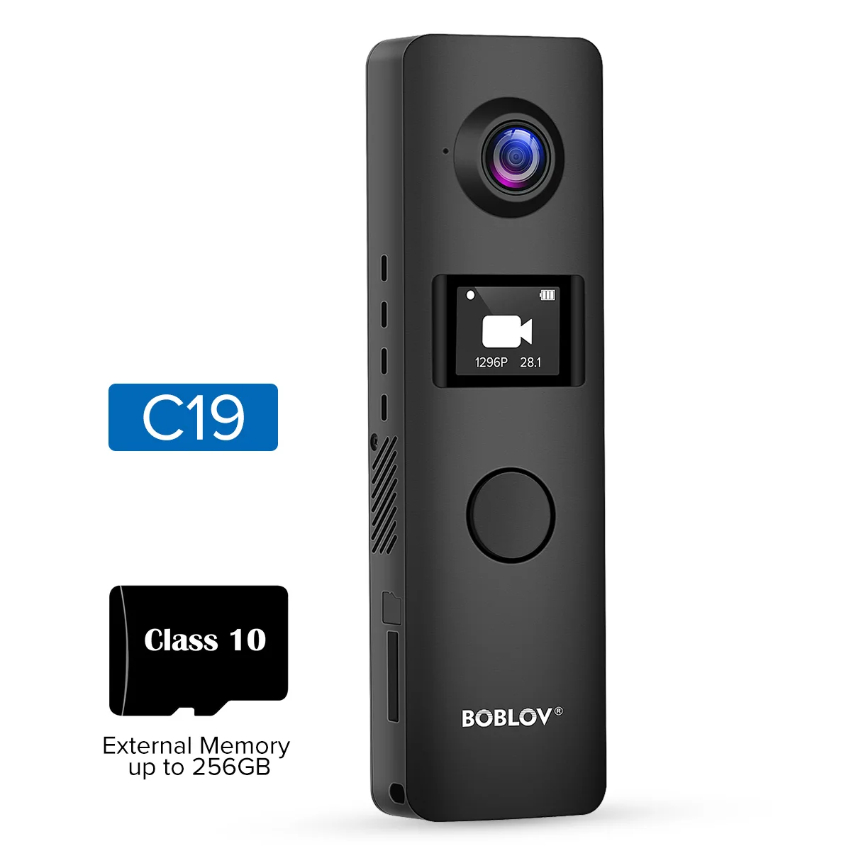 C19 Mini Wifi Camera 1080P Body Camera with OLED Screen External Memory Support 4H Video Record for Teaching/Speach/Police Duty