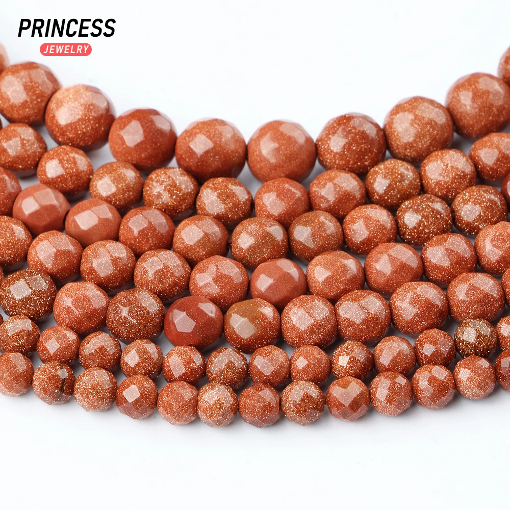 A++ Natural Golden Sandstone Faceted Loose Beads for Jewelry Making Bracelets Necklace Beads DIY Accessories Wholesale  6 8 10mm