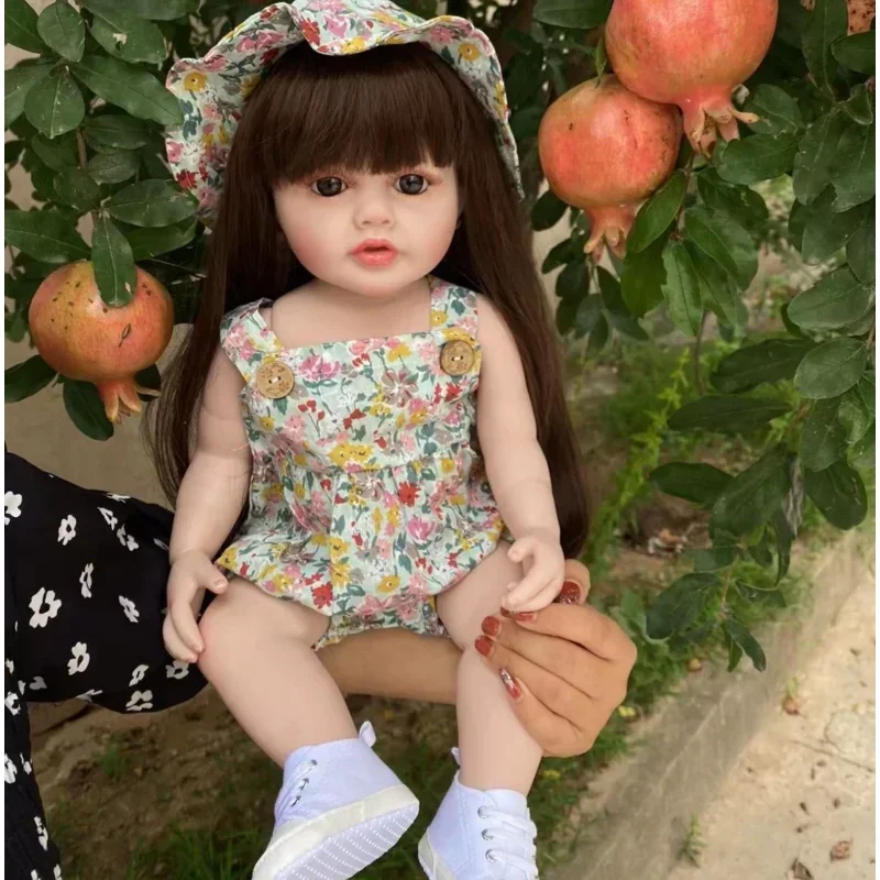 Reborn poppen 55 cm zacht vinyl baby herboren bruin/blond haar realistische sneeuwpop 22 inch realistisch cadeau voor peuters
