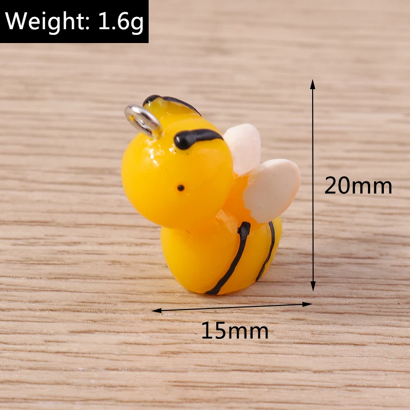 Tusember 10 Stück 3D Cartoon Tieranhänger Niedliche Harz-Bienenanhänger für Schmuckherstellung Ohrringe Halskette DIY Handwerk – Detail 5