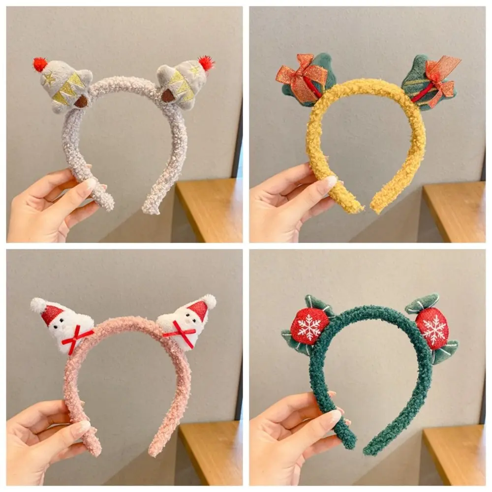 

Simple Christmas Hair Hoop Portable Sweet Fashion Christmas Party Decoration Santa Claus Cartoon Plush Hairpin Women