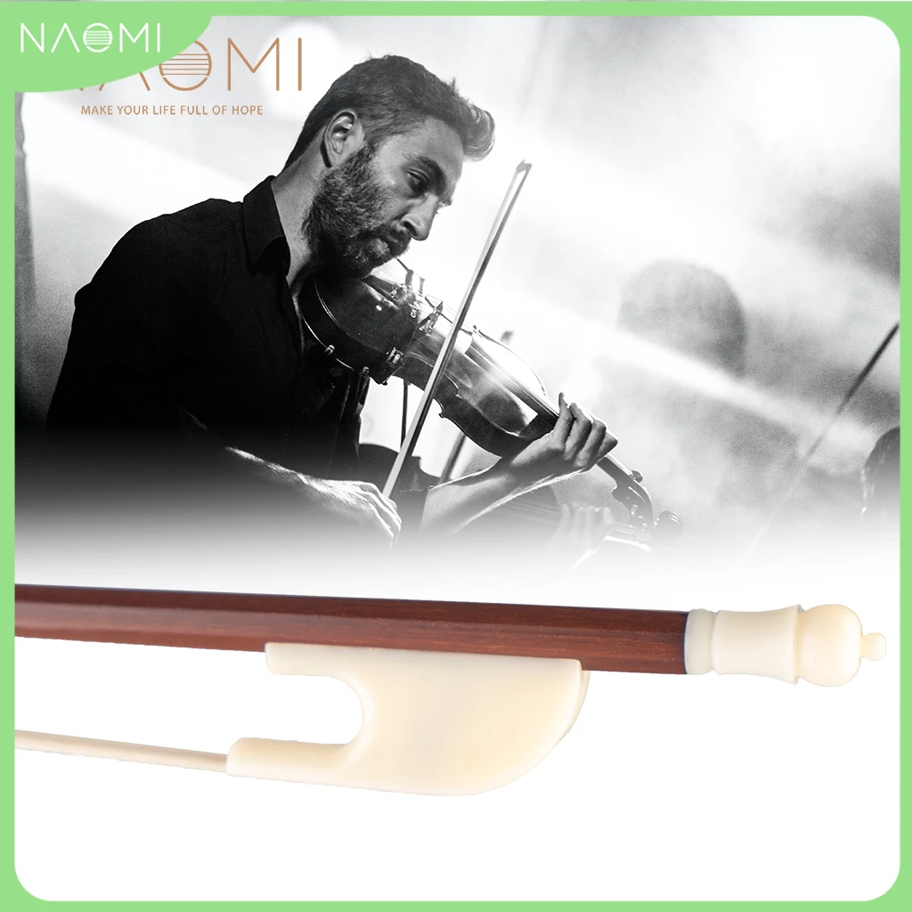 NAOMI Baroque Style 4/4 Brazilwood Violin Bow W/Ivory Like Frog White Horsehair Light And Artful