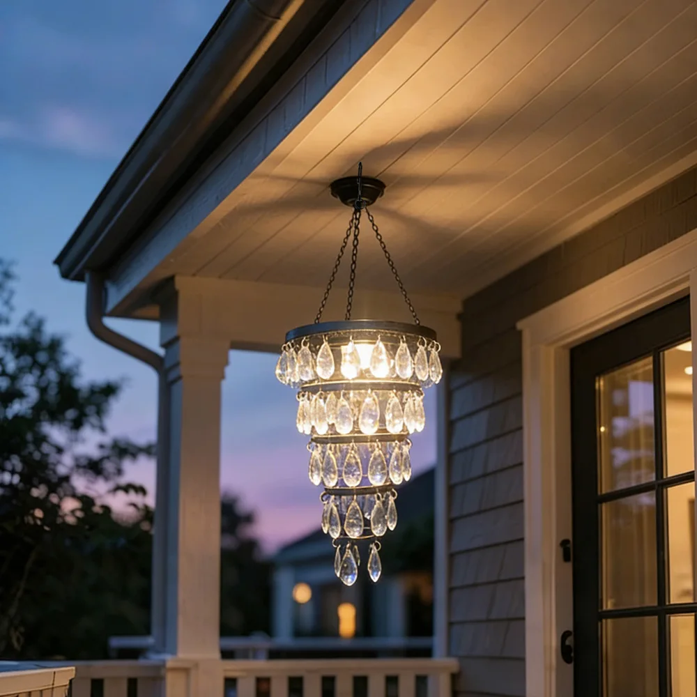 Solar Outdoor Garden Chandelier Household Waterproof Landscape Decoration Chandelier Balcony Atmosphere Arrangement Lighting