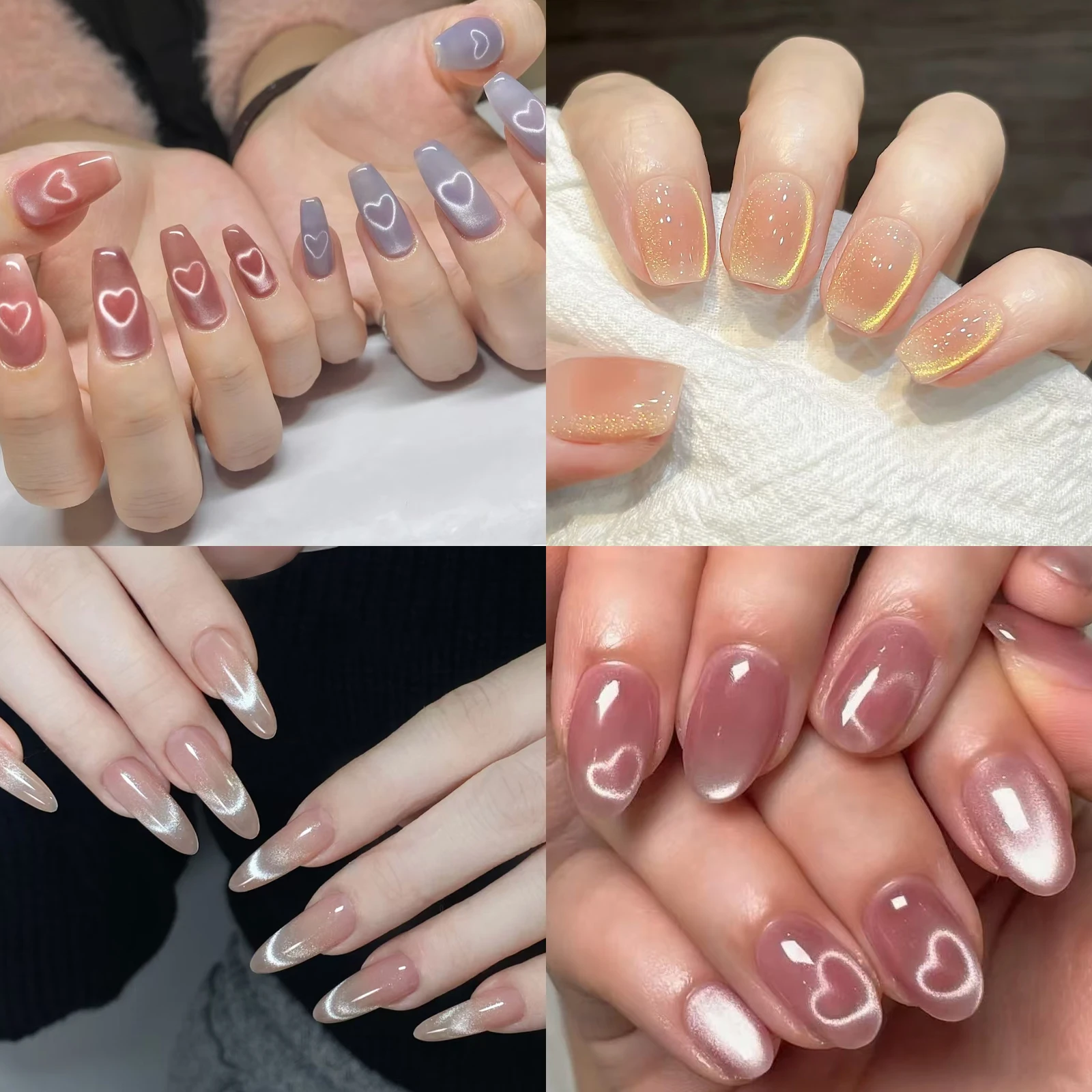 3 في 1 تأثير عين القط مزدوج ثلاثية الأبعاد الحب القلب مسمار المغناطيس خط القمر الأفعى نمط الفرنسية مسمار الأشعة فوق البنفسجية جذب عصا مغناطيسية مانيكير