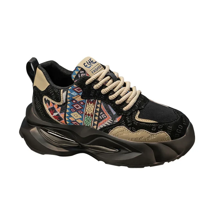 

2025 New Men's Ethnic Print Thick Sole Casual Sneakers | Fashion Comfortable Versatile Daily Walking Shoes