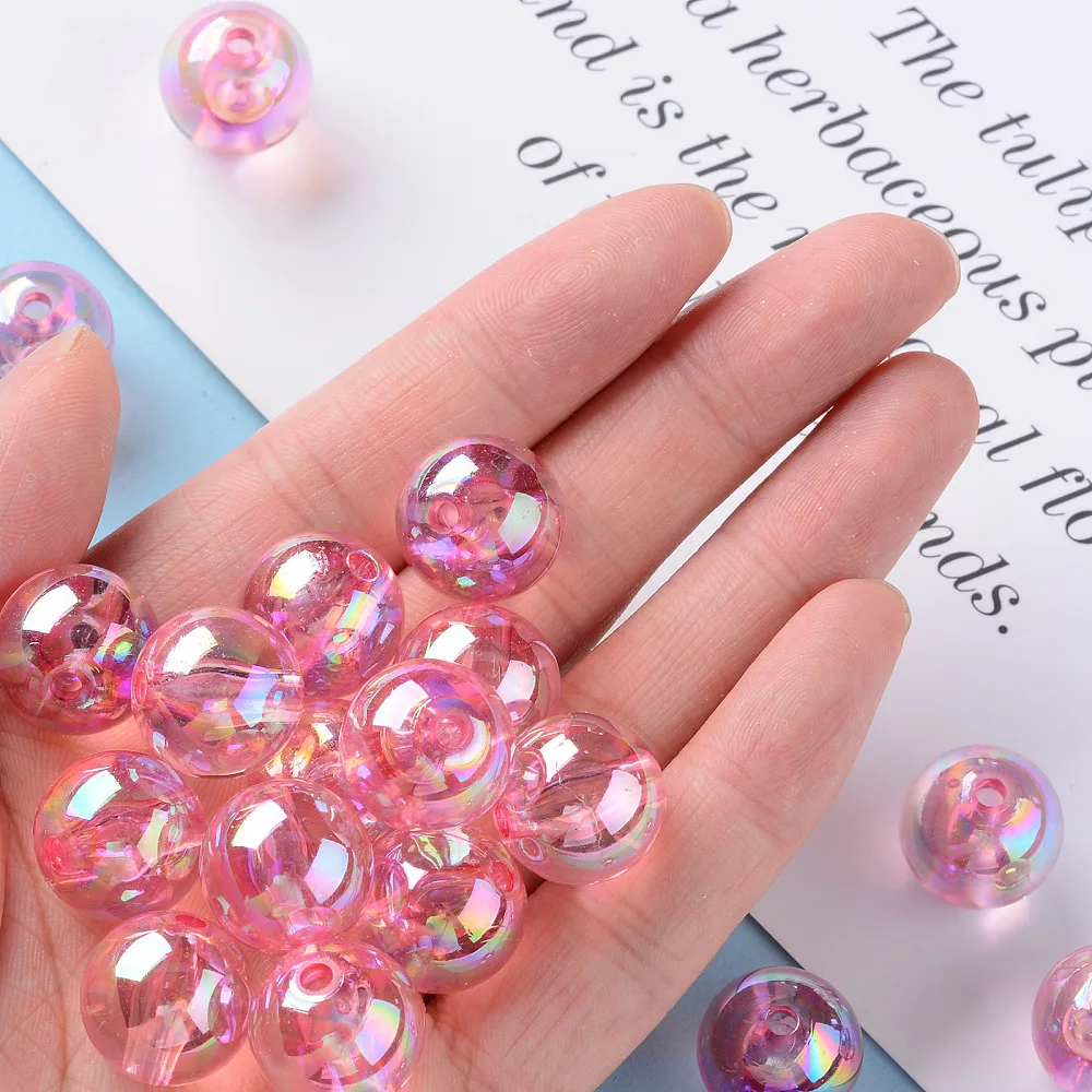 PandaHall 220 Stück AB-beschichtete transparente Acryl-Rundperlen, 16mm Mehrfarbige Schillernde Oberfläche für DIY Armband Schmuck Basteln – Detail 22