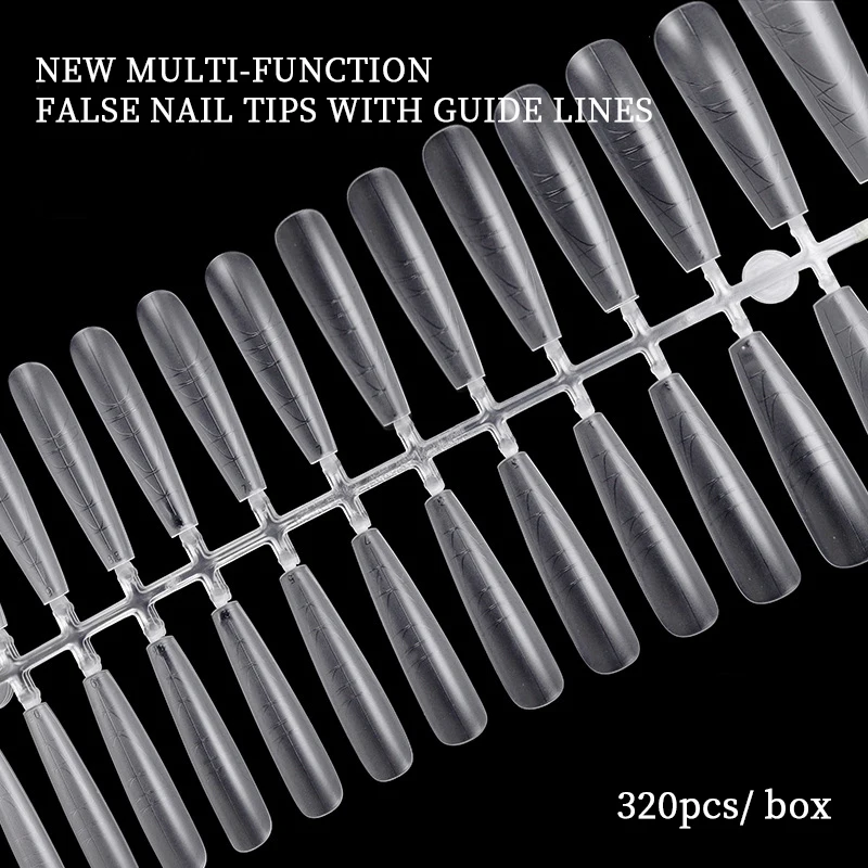 320Pcs Matte Acrylic Fake Nail Line Quick Extension Full Cover Press On Nails With Graduated Auxiliary For Manicure Art Tools