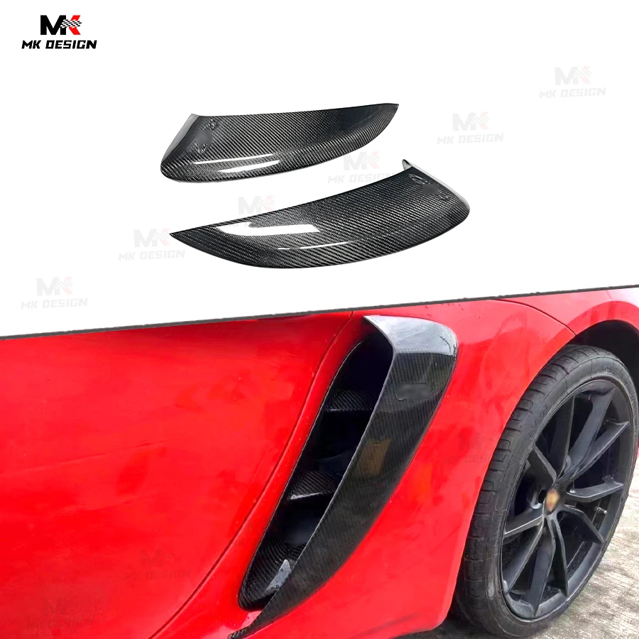 مجارف جانبية من ألياف الكربون قنوات تنفيس الهواء لبورشه 718 981 كايمان بوكستر 2013-2017 حاجز جانبي يغل فتحات الهواء أغطية الكسوة #1