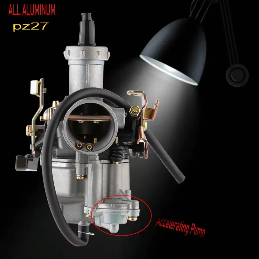 NEW ALL ALUMINUM PZ27 27mm Motorcycle Carburetor With Accelerating Pump with Cable Choke Carb For WY125 CG150 125cc 150cc 175cc