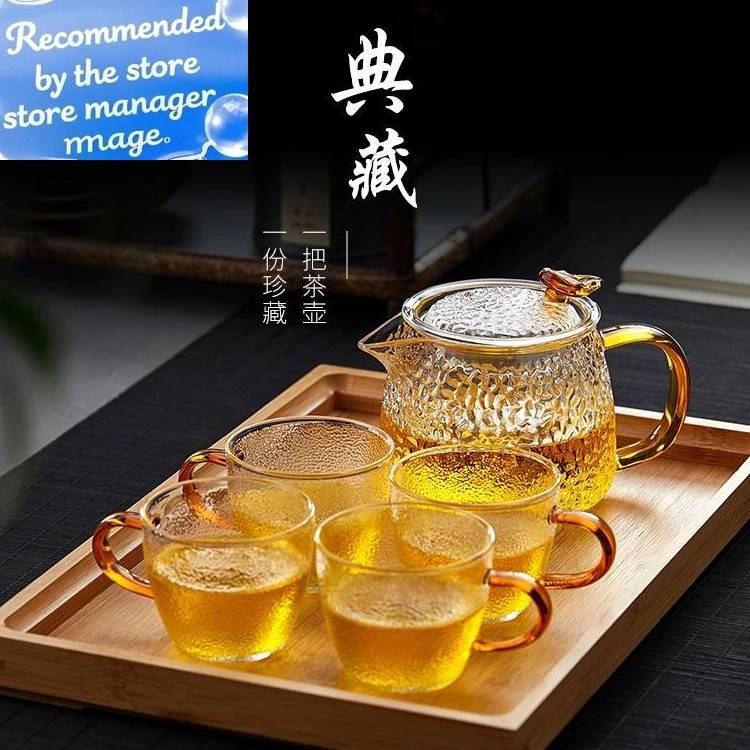 

Японский молоток, термостойкий стеклянный чайник, чайник в стиле ретро, прозрачная ручка ремня, чайный сервиз кунг-фу