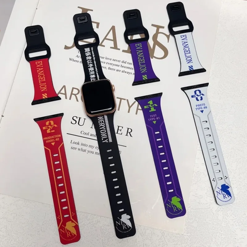 Evangelion Silicone Sport Strap for Apple Watch Band 49mm 45mm 44 40 41mm Sport Bracelet Iwatch Series 8 7 6 5 4 3 SE 9 Ultra 2