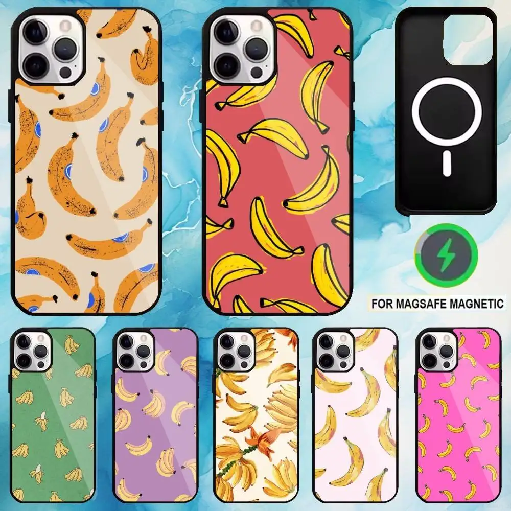 

Fruit Banana Phone Case For iPhone17,16,15,14,13,12,11 Plus,Pro Max Magnetic For Magsafe Wireless Charging