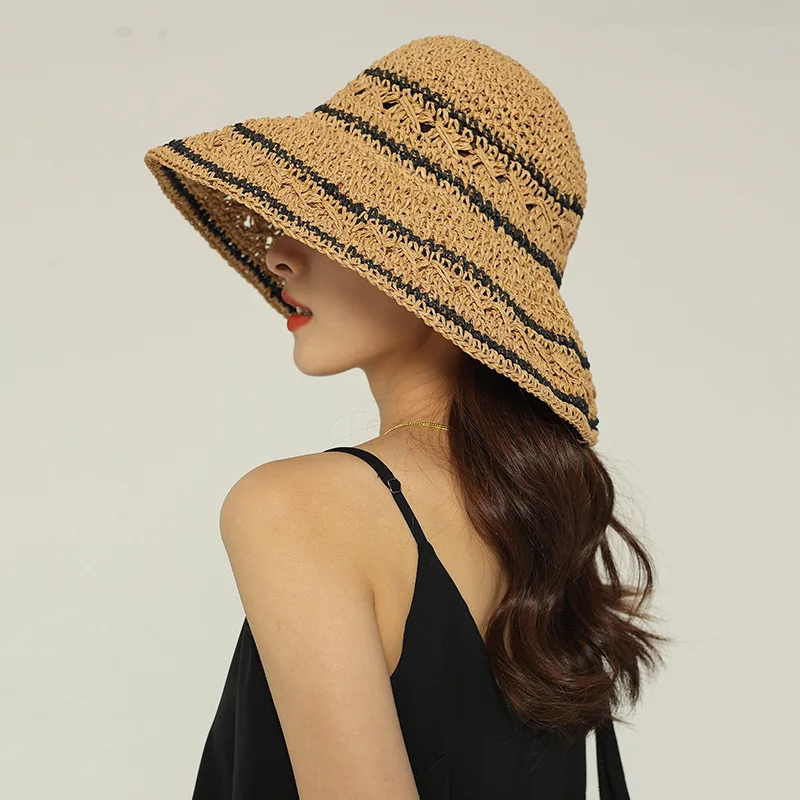 

Fashion Summer Straw Hats For Women Foldable Outdoor Caps Gorro Sun Visor Hollowed Panama Hat Beach Breathable Cap