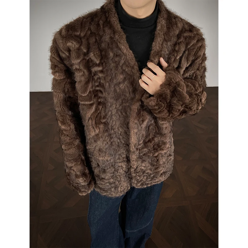 الرجال الفراء البدلة سترة الرجال 2025 الخريف الشتاء جديد الراقية الفراء التكامل القطن وسادات مبطنة كم طويل بلون سترات #5