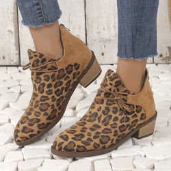 Botki damskie Chelsea Cowboy Low Shoes Leopard Print Color Goth New Rock New Rock Wygodny projektant z okrągłą główką