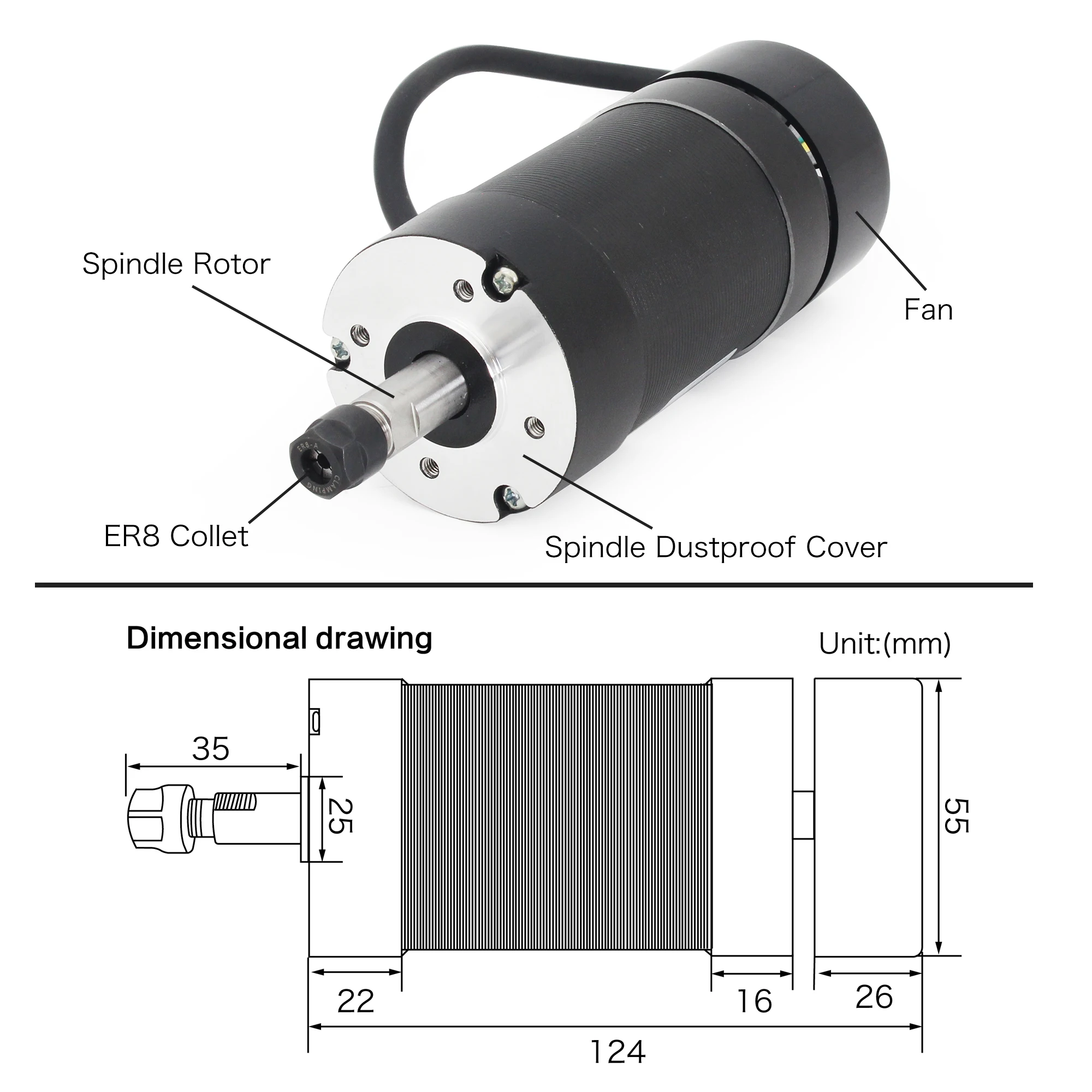 【EU Ship】CNC Milling Router Kit DC Brushless Air Cooled Spindle Motor 400W 48V ER8 + 600W 60V Driver Without Hall