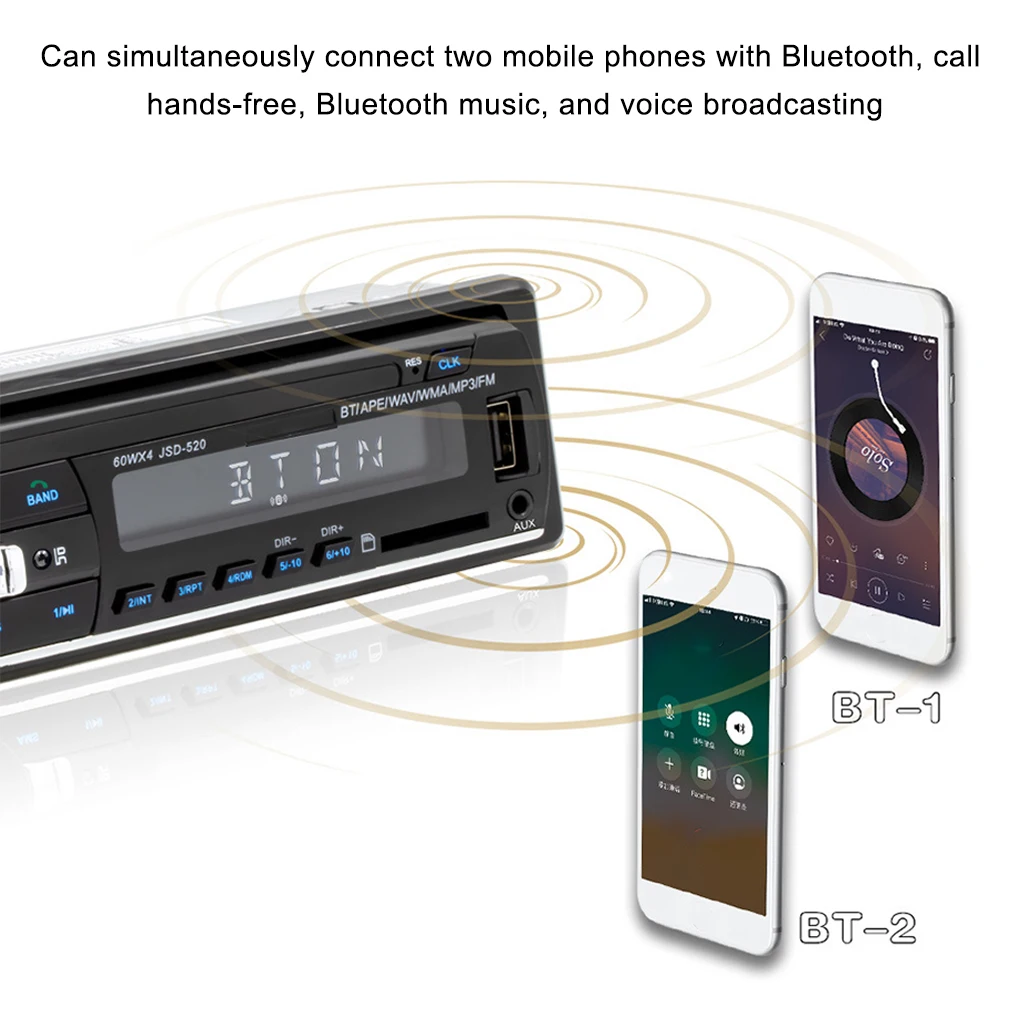 

Car Truck UsbTfFmAux Bluetooth Audio Radio High Power Handsfree MP3 Player With Multi-Frequency FM