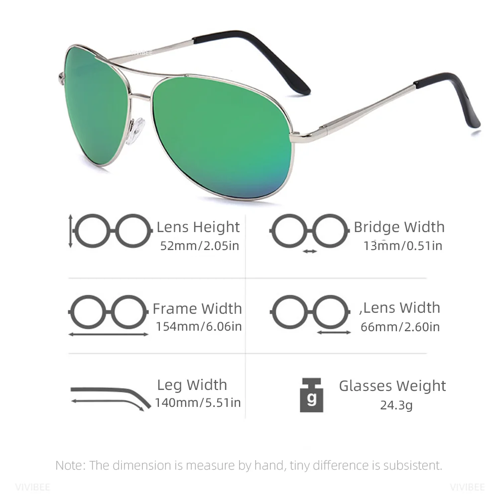 VIVIBEE Metall Polarisierte Sonnenbrille Männer Pilot Spiegel Luftfahrt Fahren Brille Klassische Angeln mit UV400 Frauen Vintage Sonnenbrille – Detail 8