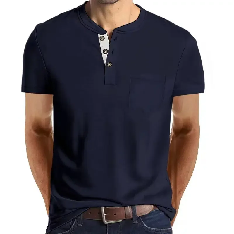 

T-Shirts Hippie Casual Cotton Tees Sleeve 3/4 Button Classic Short Lightweight Tops 2025 New