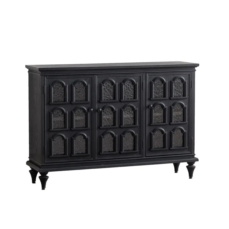 Black  Entrance  Retro Restaurant Decorative Medieval Coffee Solid Wood Tea Cabinet