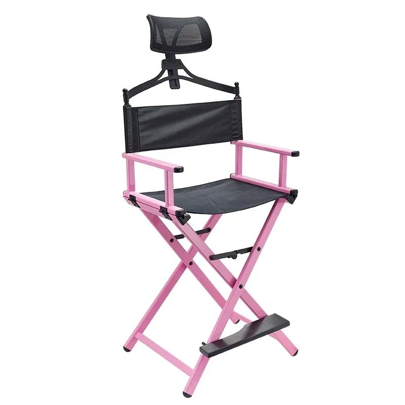 Modern Portable Aluminum Director Chair with Headrest - Portable Makeup Artist/Manager Folding Chair for Better Rest