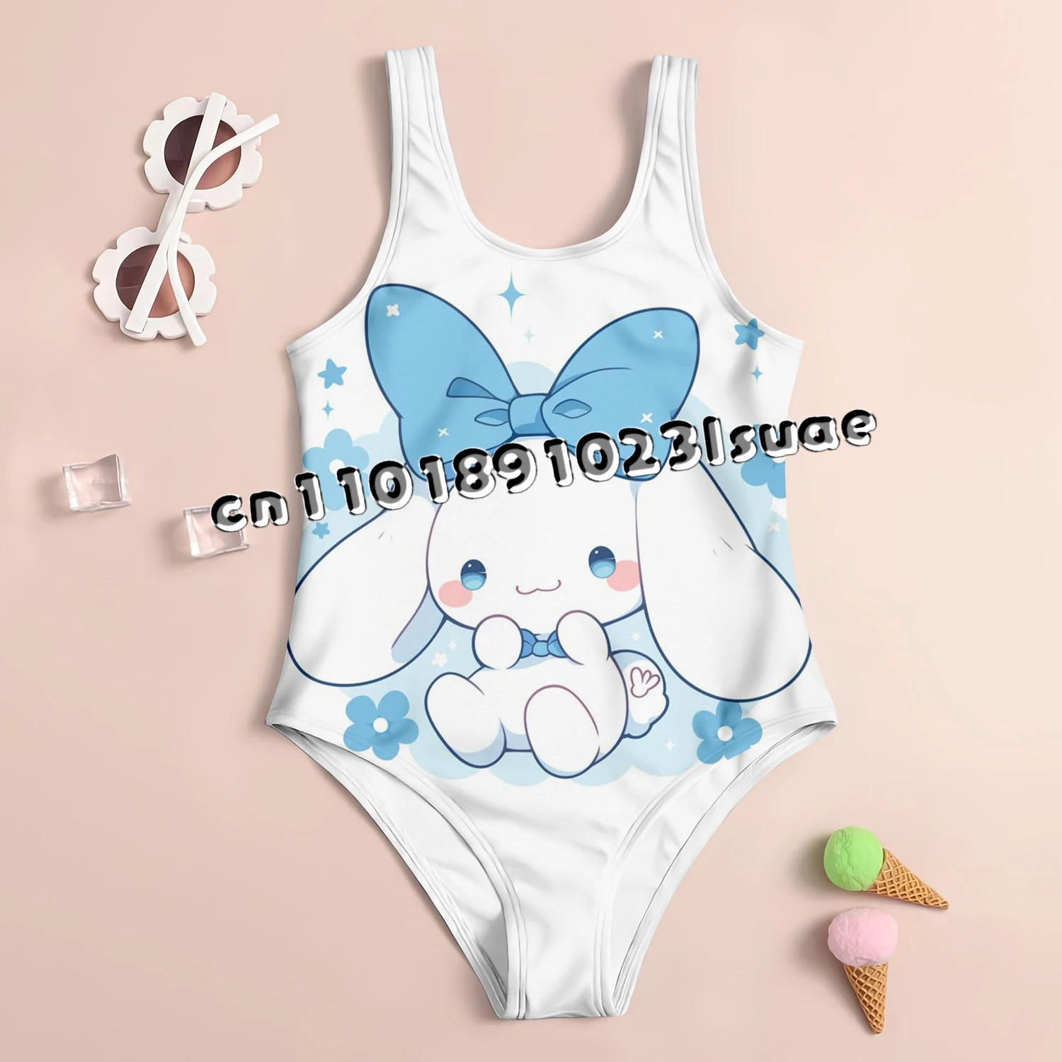 

Miniso Sanrio Hello Kitty Children's Cute Swimsuit Women's Cartoon Casual Baby Girl Summer New Hot Spring Swimming Beach Wear