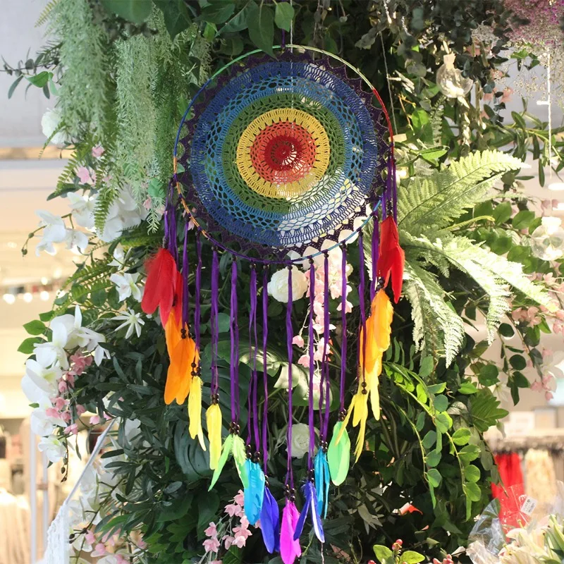 

Rainbow Dream Catcher, Handmade Colorful Feather Dream Catchers, Wall Hanging Decor for Bedroom, Ornament Craft Blessing Gift