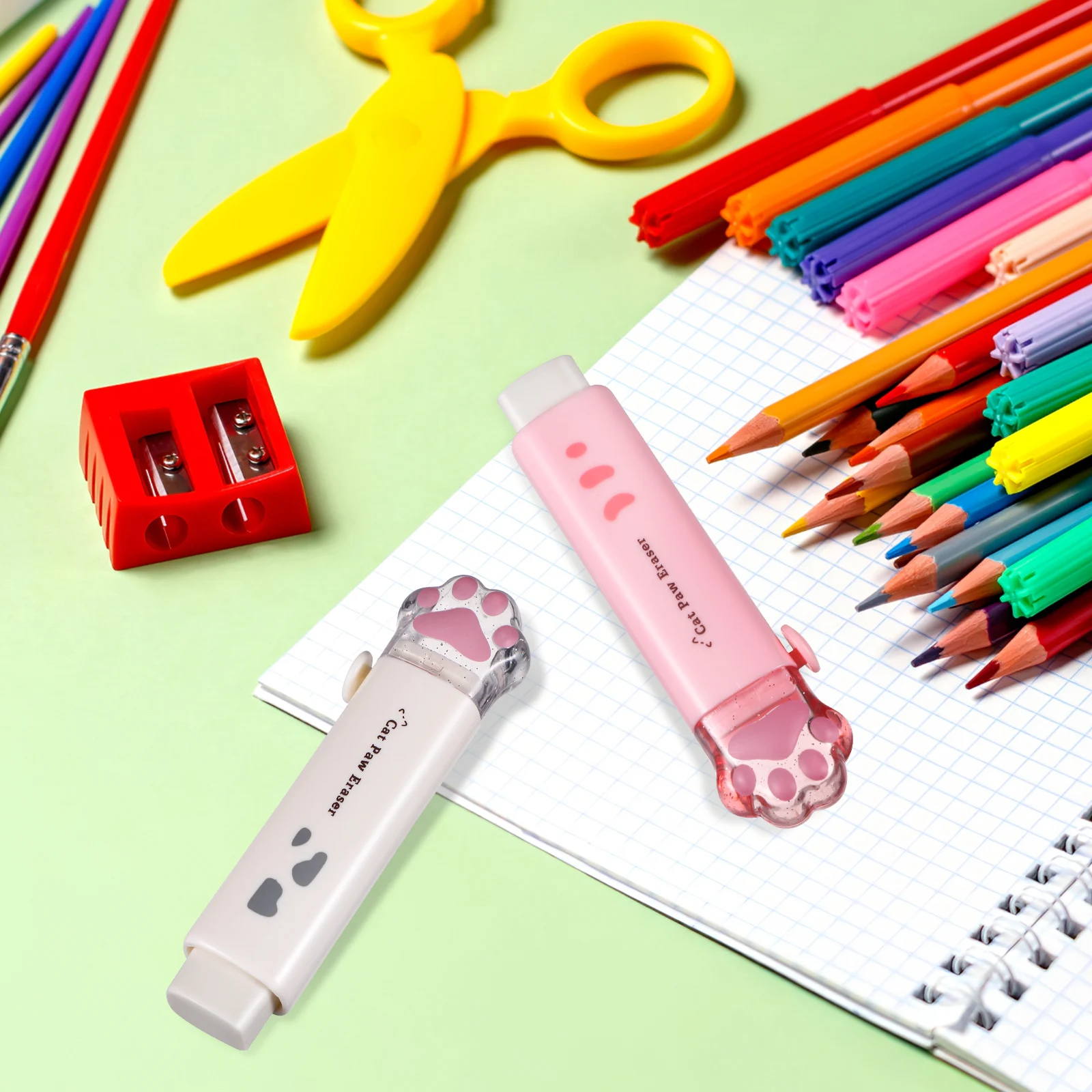 4 قطعة محايات مخلب القط محايات مطاطية قابلة للسحب السائبة لطيف Kawaii اللوازم المكتبية القرطاسية الصغيرة خفيفة الوزن #5