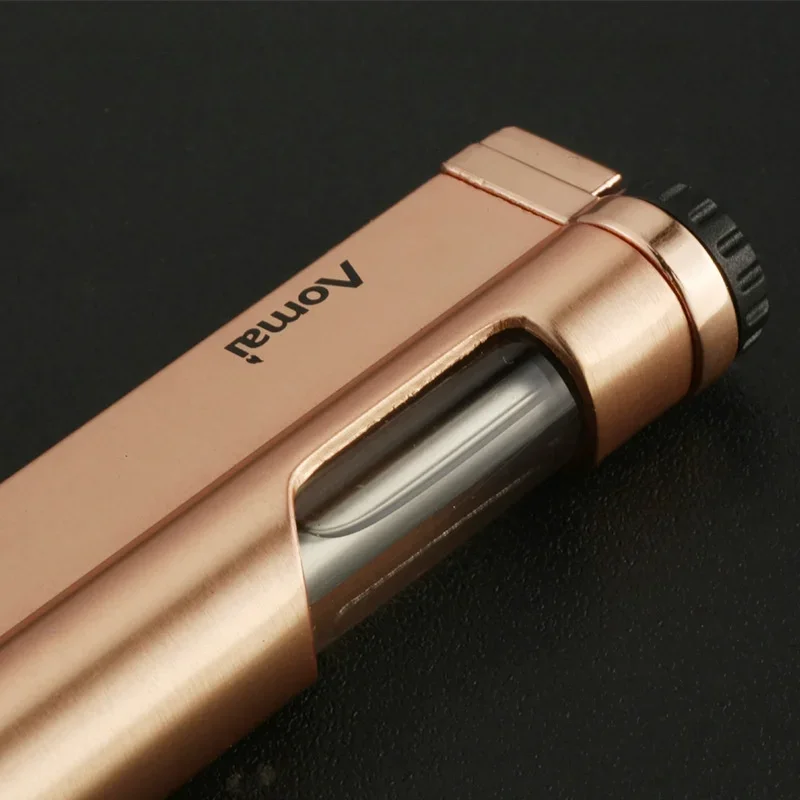 Metal Mini Windproof Tungsten Wire Ignition Jet Flame Turbo Butane Gas Torch Lighter Visible Gas Window Portable Cigar Lighters