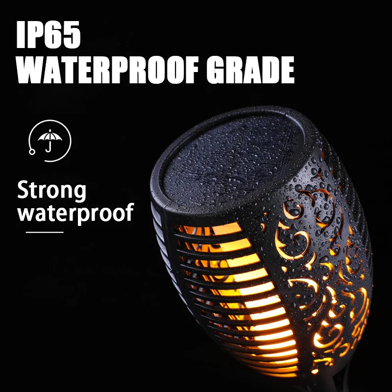 LED Solar Flame Lamp Camping Outdoor Waterproof Landscape Lawn Lamp Dancing Flicker Lights For Garden Decor