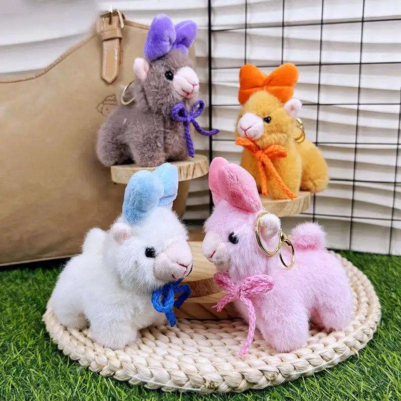 Chaveiro de alpaca fofo, brinquedo de pelúcia, presente, boneca de pelúcia macia, mochila, pingente de animal de desenho animado, acessório