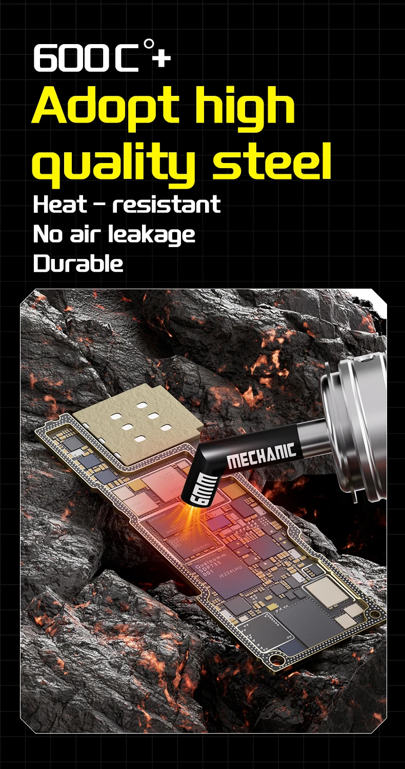 MECHANIC 861 アングルヒートガンノズルセット 9 サイズ 顕微鏡下での精密作業用のプレミアムスチールチップ ほとんどのヒートガンに適合