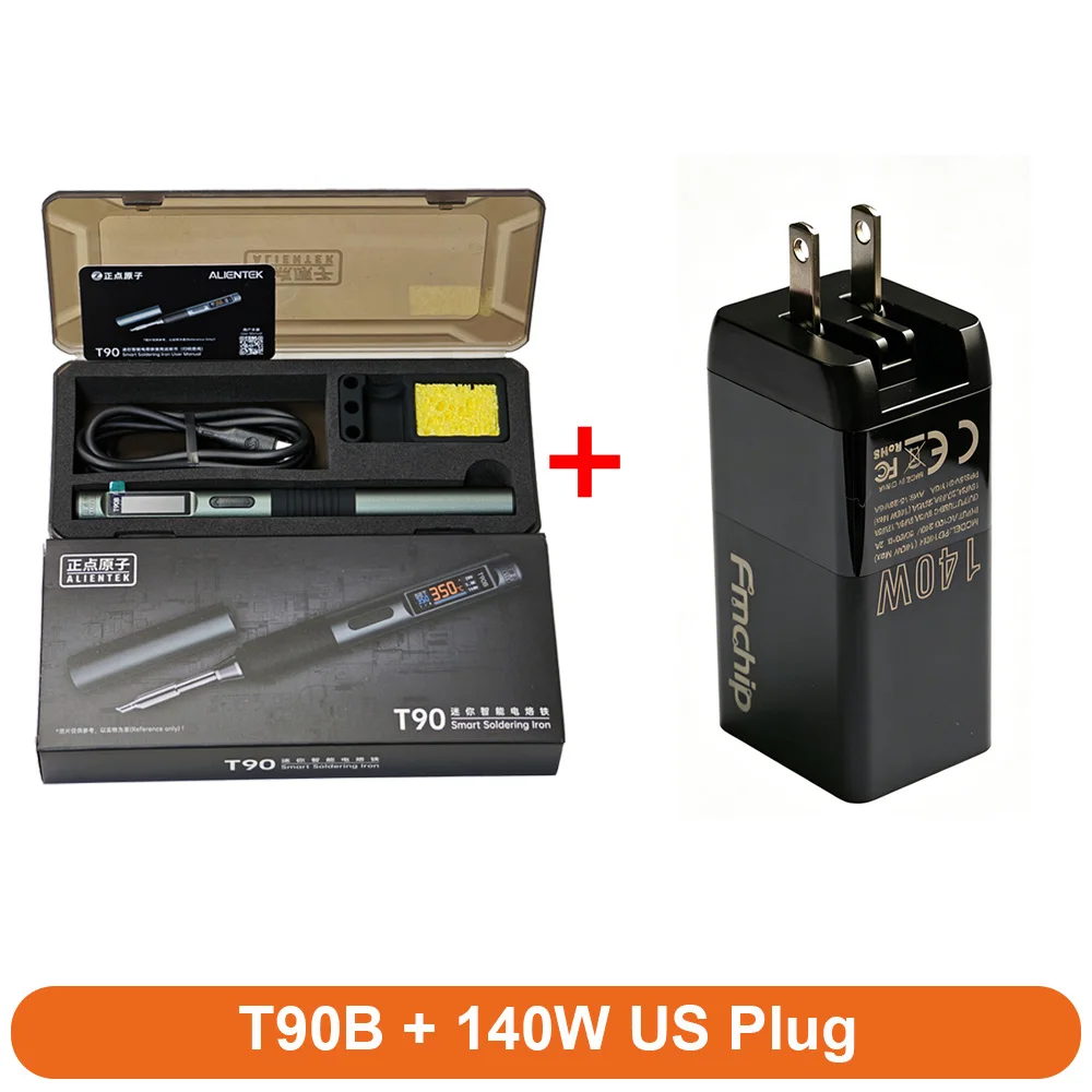 ALIENTEK T90B Smart Soldeerbout 140W PD3.1 Type-C IPS Scherm Verstelbare Temperatuur T245 Punten Precisie Soldeer Gereedschap
