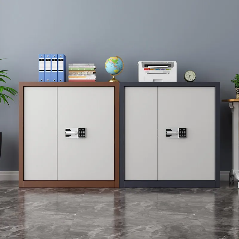 F*-Digital Password Lock Sliding Door Steel Low Filing Cabinet Two Tone Frame Metal Under Desk Document