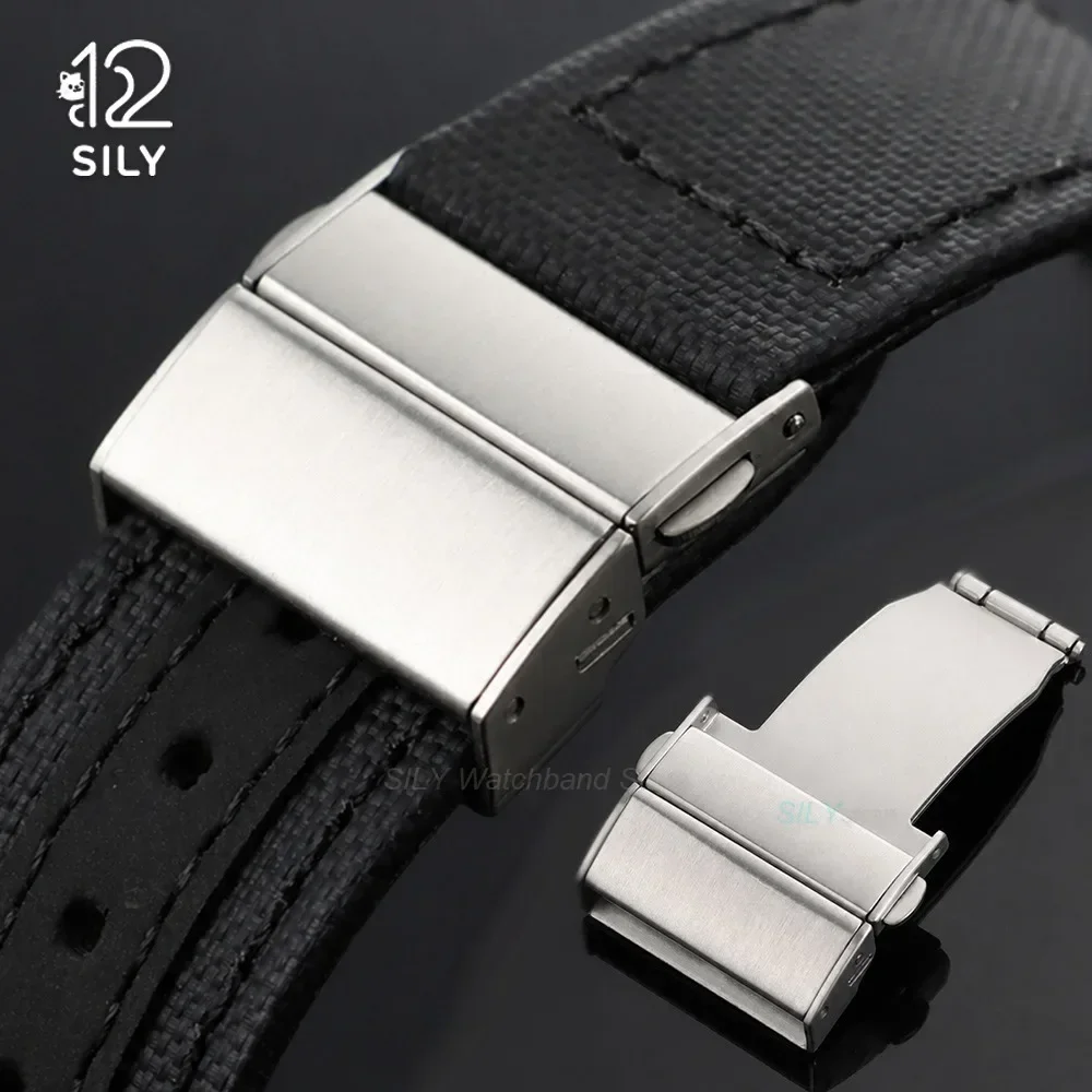 20mm 22mm Silver Stainless Steel Double Press Automatic Watch Buckle Metal Deployment Clasp Accessories Leather Watchband Button