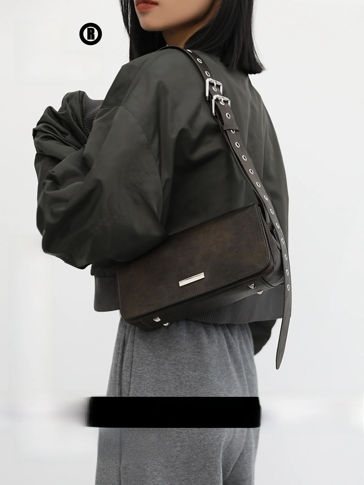 

JANDRESS Original Montre Small Silver Bar Tea Green Vintage Color Rubbing Commuter Single Shoulder Small Square Bag Crossbody...