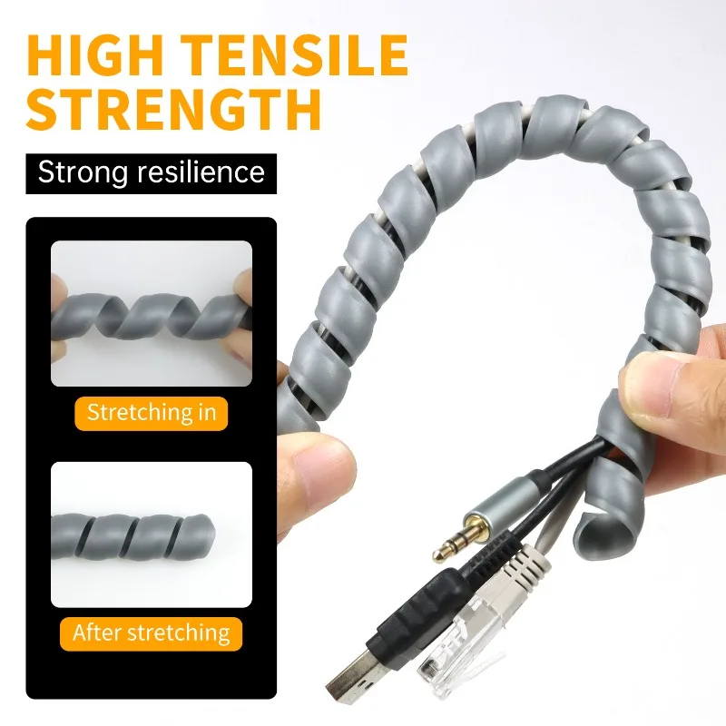 5/10m PP Plastic Spiral Winding Tube 8mm 10mm Wire Protector Cable Sleeve Flexible Wrap Line Cover