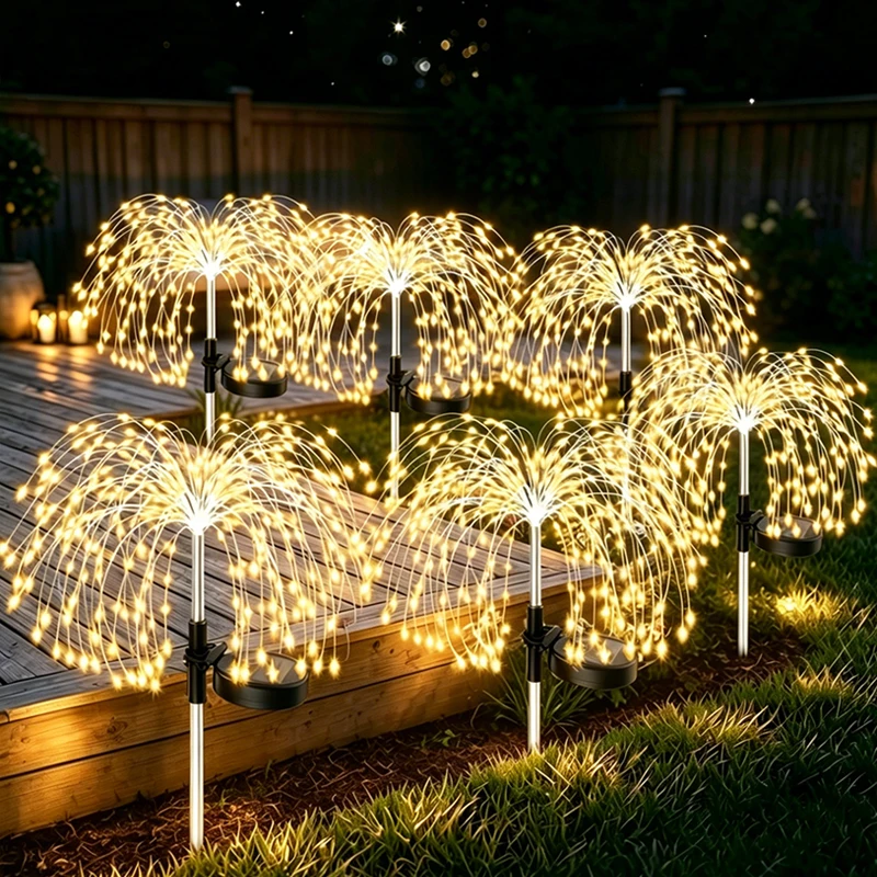 Christmas Decor Solar LED Fairy Lights Waterproof Firework Garden Lights for Yard Balcony Patio for Xmas Halloween Decor