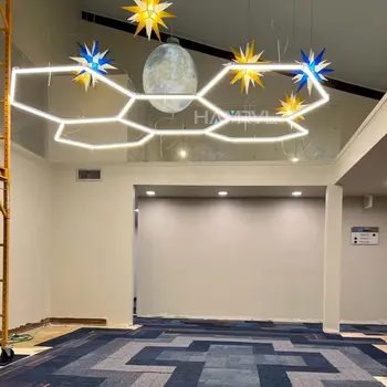 4000K 自然光照明六角形理髮店車庫 LED 吸頂燈 110-240V 汽車美容細節車間蜂窩管燈 8 最佳銷售 LED車庫六邊形 - №8