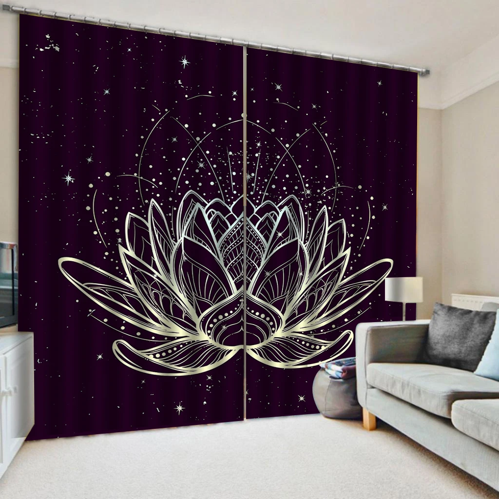 photo Window Drapes Luxury purple thickened windshield blackout curtains 3d curtain Thickened blackout curtains